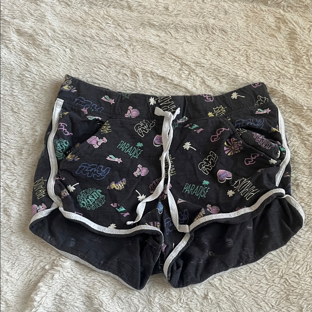 Justice Black Graphic Kids Shorts